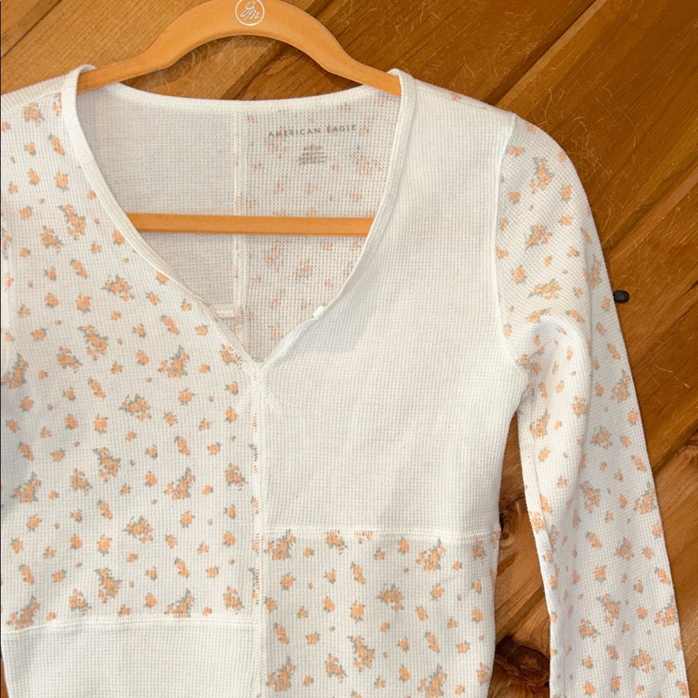 American Eagle Cropped Patchwork Floral Long Slee… - image 3